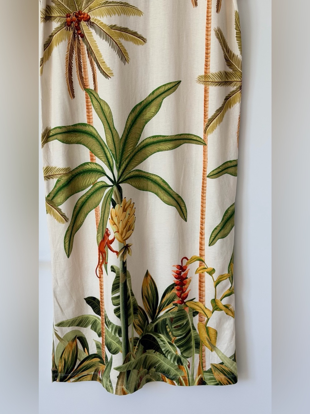 FARM RIO Tropical Palm Print Maxi Dress COVERUP Cream & Green - Picture 3 of 7